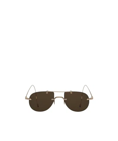 Thom Browne Rimless Aviator Sunglasses In Brown