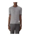 Thom Browne Ringer Stretch Wool T-shirt In Gray