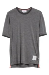 Thom Browne Ringer Stretch Wool T-shirt In Medium Grey