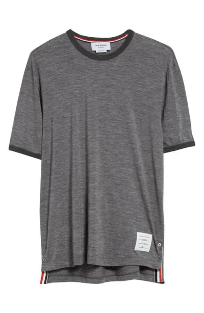 Thom Browne Ringer Stretch Wool T-shirt In Medium Grey