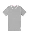 Thom Browne Ringer T-shirt Medium Weight Jersey In Gray