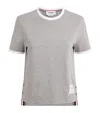 Thom Browne Rwb-stripe Logo-patch T-shirt In Grey