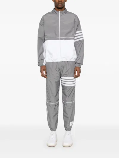 Thom Browne Ripstop 4-bar Color Block Windbreaker Men In Gray