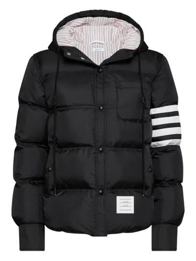 Thom Browne Shiny Ripstop Lightweight Down Filled 4-bar Jacket In Black