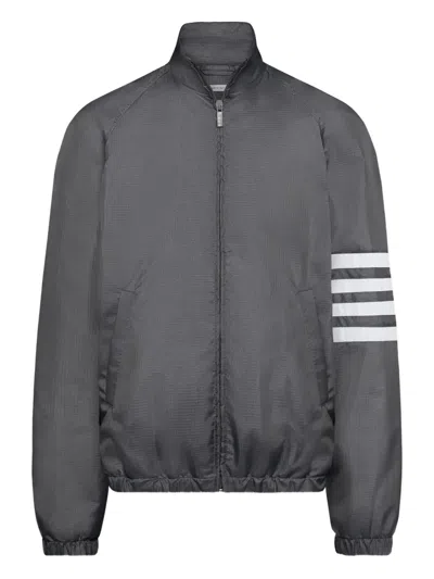 Thom Browne Ripstop Four-bar Stripe-detail Jacket In Gray