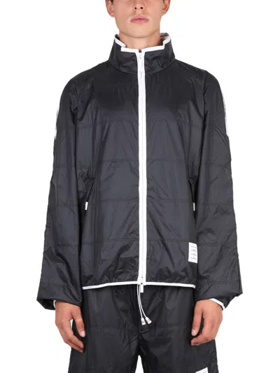 Thom Browne Ripstop High Neck Sports Jacket For Men In Blue