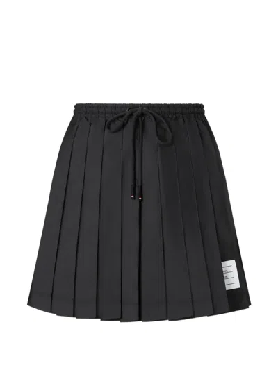 Thom Browne Ripstop Pleated Mini Skirt In Black