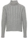 Thom Browne Roll-neck Cable-knit Jumper In Grey