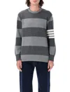 Thom Browne Rose Icon Intarsia Striped Sweater In Tonal Grey
