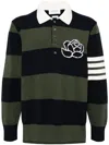 Thom Browne Khaki & Navy Striped Polo In Green