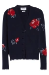 Thom Browne Rose Intarsia-knit Cardigan In Navy