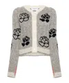Thom Browne Gray Donegal Cable & Rose Cropped Cardigan In Gray