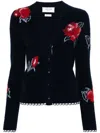 Thom Browne Rose Intarsia-knit Cardigan In Blue
