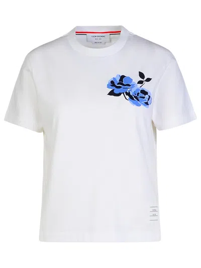 Thom Browne Floral-print Cotton T-shirt In White
