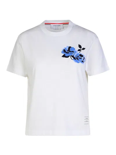 Thom Browne Floral-print Cotton T-shirt In White