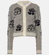 Thom Browne Gray Donegal Cable & Rose Cropped Cardigan In Grau