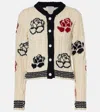 Thom Browne Off-white Donegal Cable & Rose Cropped Cardigan In Weiss