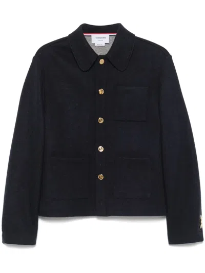 Thom Browne Round-collar Jacket In Blue