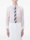 Thom Browne Round-collar Sheer Shirt In White