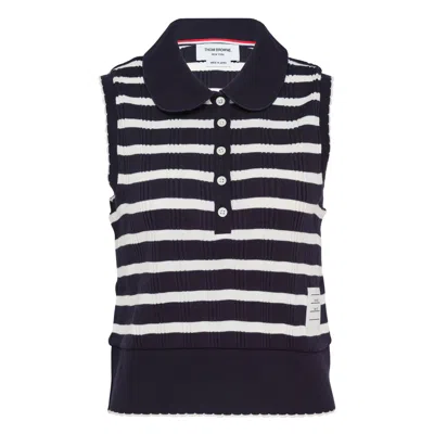 Thom Browne Round Collar Striped Polo Vest
