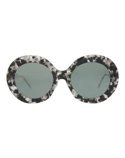 Thom Browne Round-frame Acetate Sunglasses Woman Sunglasses Multicolored Size 54 Acetate In Grey Tortoise