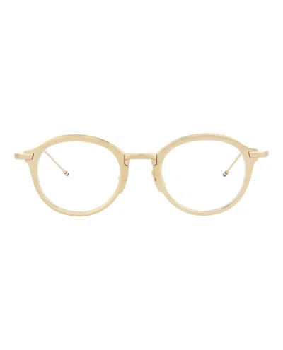 Thom Browne Round-frame Metal Optical Frames In Yellow
