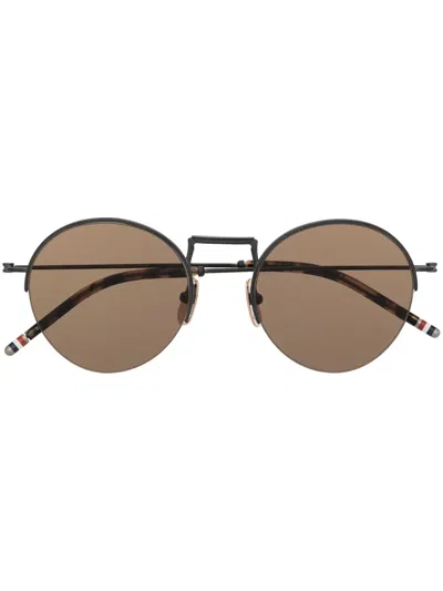 Thom Browne Round-frame Sunglasses In Black
