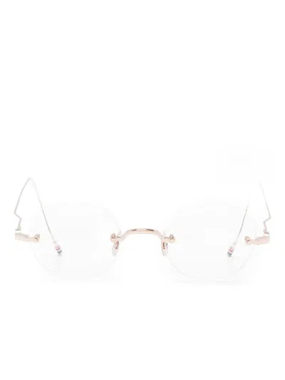 Thom Browne Round-frames Rimless Glasses In Silver