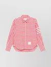 Thom Browne Round Hem Zip Up Shirt With T Bar Puller In Pink