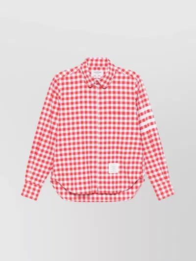 THOM BROWNE ROUND HEM ZIP UP SHIRT WITH T BAR PULLER