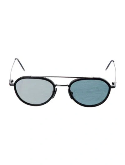 Pre-owned Thom Browne Round Mirrored Sunglasses In Black