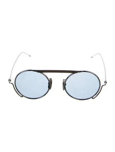 Pre-owned Thom Browne Round Mirrored Sunglasses In Silver