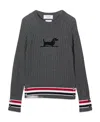 Thom Browne Round-neck Long-sleeved Twisted Sweater In Black