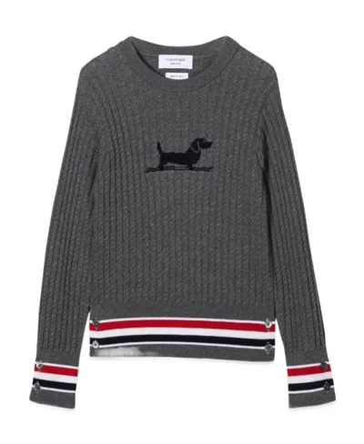 Thom Browne Round-neck Long-sleeved Twisted Sweater In Black