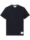 Thom Browne Wool Crew Neck T-shirt With Stripe Detail In Blue