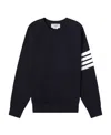 Thom Browne Milano Four Bar Stripe Crew Knit Pullover In Navy Blue