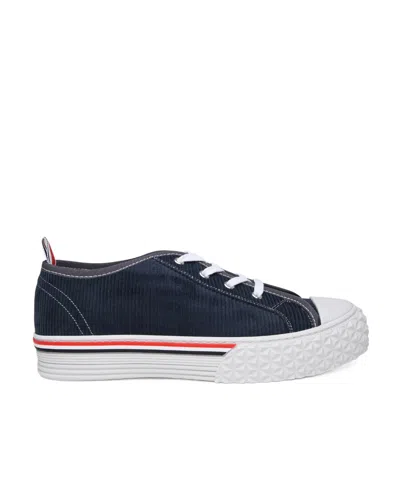 Thom Browne Round-toe Lace-up Sneakers In Black