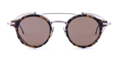 THOM BROWNE ROUND WITH WIDE SHIELD - DARK BROWN SUNGLASSES