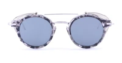 THOM BROWNE ROUND WITH WIDE SHIELD - GREY TORTOISE SUNGLASSES