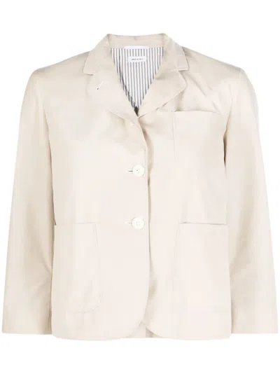 Thom Browne Rounded-collar Single-breasted Blazer In Light Brown