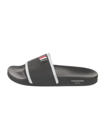 Pre-owned Thom Browne Rubber Slides In Black