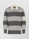 Thom Browne Rugby Contrasting Ribbed Wool Sweater In Grey