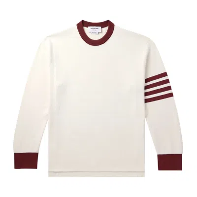 Pre-owned Thom Browne Rugby Fit Milani Stitch Crew Neck Pullover 'white' | Men's Size 3