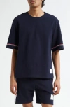 Thom Browne Rugby Fit Short Sleeve Cotton T-shirt In Navy