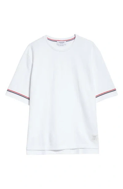 Thom Browne Rugby Fit Short Sleeve Cotton T-shirt In White
