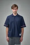 Thom Browne Navy Blue Polo Shirt With Tricolour Detail