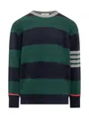 Thom Browne 4 Bar Rugby Jacquard Stripe Pullover In Green