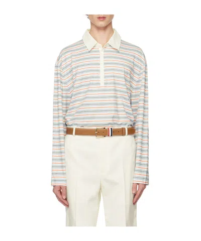 Thom Browne Rugby Long-sleeved Polo Shirt In White