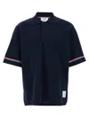 Thom Browne Logo Embroidered Polo T-shirt In Blue