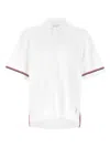 Thom Browne Rwb Stripe Cotton Polo Shirt In White